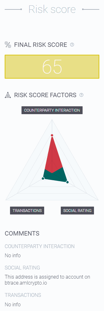 Crypto address riskiness indicator and risk factors